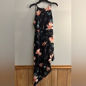 Lush Navy blue/Floral Asymmetrical Dress